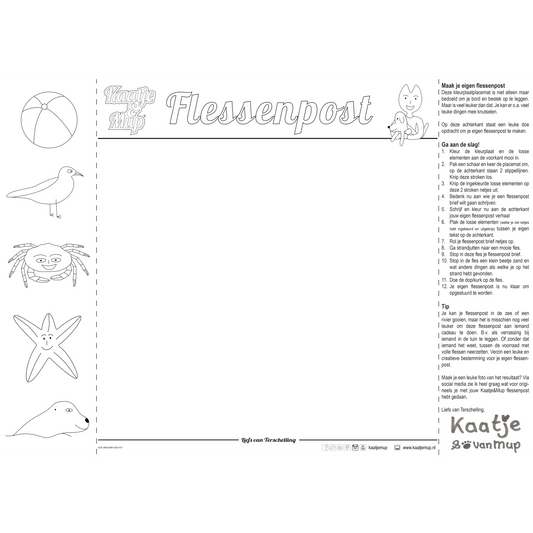 Kleurplaat-placemat van Kaatje&Mup: zandkasteel