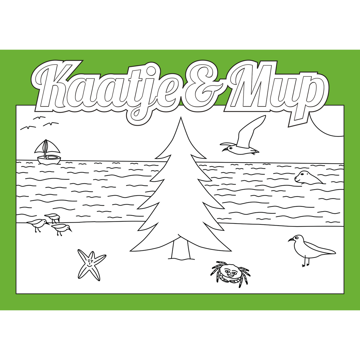 Kleurplaatkaart van Kaatje&Mup: kerstboom op het strand — foto 2