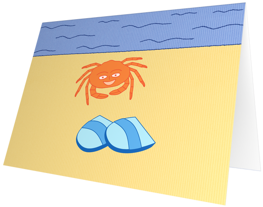 Ansichtkaart van Kaatje&Mup: een krab met slippers