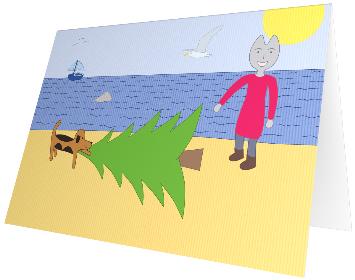 Ansichtkaart van Kaatje&Mup: Mup vindt de dennenboom