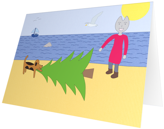 Ansichtkaart van Kaatje&Mup: Mup vindt de dennenboom