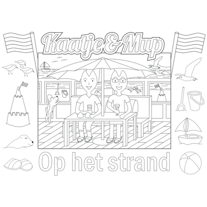 Kleurplaat-placemat van Kaatje&Mup: strandtent — foto 2