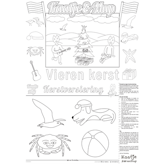 Kleurplaat-placemat van Kaatje&Mup: zingen onder de kerstboom — foto 3