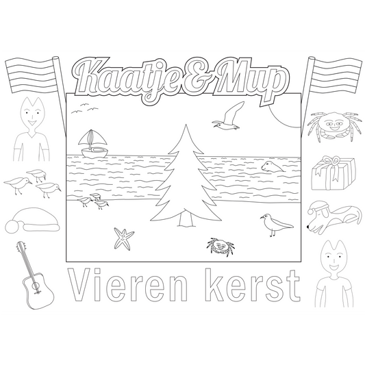 Kleurplaat-placemat van Kaatje&Mup: kerstboom — foto 2