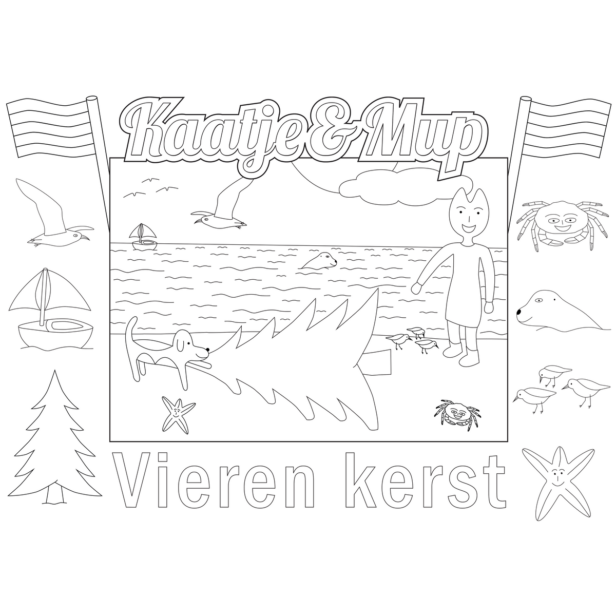Kleurplaat-placemat van Kaatje&Mup: kerstboom aangespoeld — foto 2