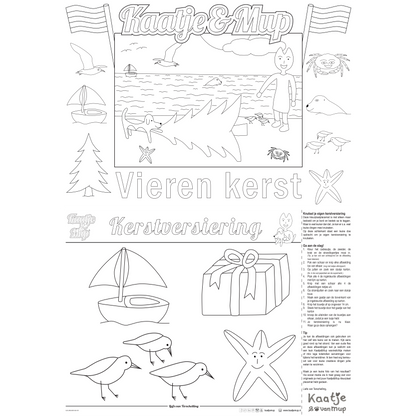 Kleurplaat-placemat van Kaatje&Mup: kerstboom aangespoeld — foto 3